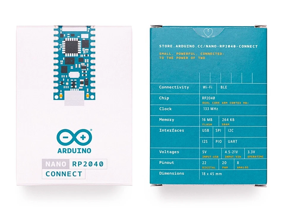 Arduino Nano RP2040 Connect, Pi Pico Upgrade, WLAN, BLE, 133MHz, 16MB, ABX00052 - Bild 2 von 4