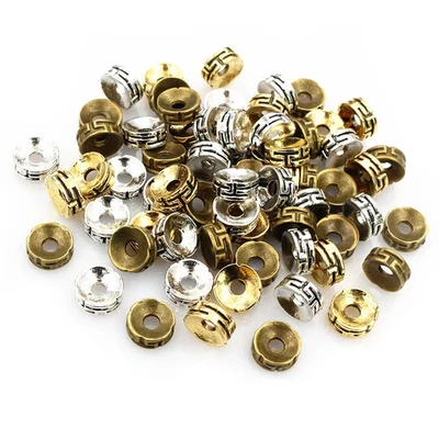 50pcs Metal Crimp End Beads 7.5x3mm Spacer Stopper Beads for Jewelry Findings - Image 1 of 4