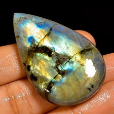 82 Ct Natural Labradorite Flashy Pear Shape Cabochon Loose Gemstone 46X28X8 mm