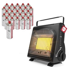 EVOCAMP Riscaldatore a gas con accensione piezoelettrica 1,7 kW con 28 cartucce gas tipo MSF-1A 227 g