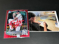 Carlos LaGrange Yankees Signed 2025 1st Bowman Chrome Red Geometric Refractor
