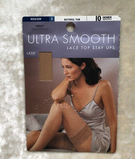 Marks & Spencer Ultra Smooth Lace Top Stay Ups  Hold Ups Stockings 10 Den Medium