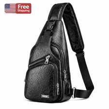 Men  s Anti-Theft Crossbody Sling Bag USB Charging Chest Shoulder Pack Travel