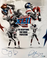 David Tyree & Plaxico Burress Dual Signed 16x20 Photo SB XLII Beckett W BAS COA