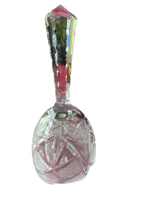 Vintage Lead Crystal Glass Bell ~ Cut Daisy and Geometric Designs ~ 7''
