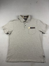 Barbour Polo Shirt Men  s Size Large Fits Medium Gray Plaid Short Sleeve Cotton