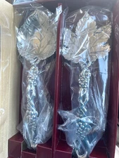 Arthur Court Designs Grape Leaf Salad Servers Aluminum Elegant Dining NEW In Box