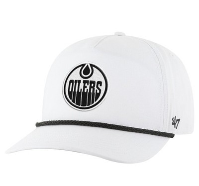 New Men's Edmonton Oilers '47 White Black Rope Hitch Adjustable SnapBack Hat