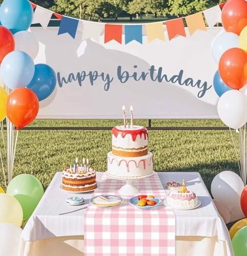 Corredor de mesa de guinga rosa claro 6 piezas corredor de mesa gingham rosa y blanco 6 piezas Foto 2 de 4