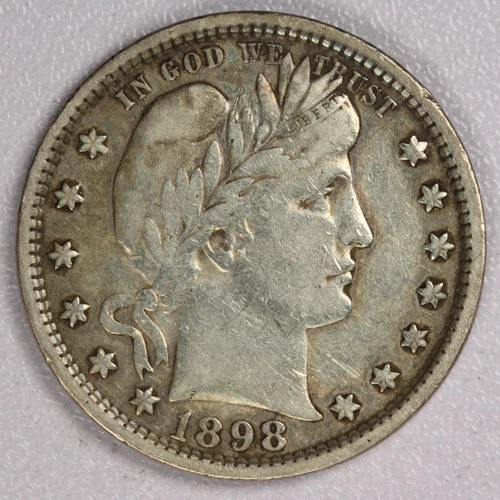 1898 Barber Silver Quarter 25C-XF Cleaned