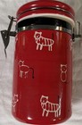 Ceramic Cat Canister / cookie jar "Treats" With Cat Pat. red 8" tall x 4.75” dia — photo 3