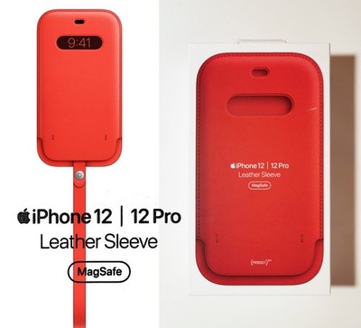 NP~130  ORIGINAL Apple iPhone 12 / 12 Pro Leather Sleeve, Red Lederhülle