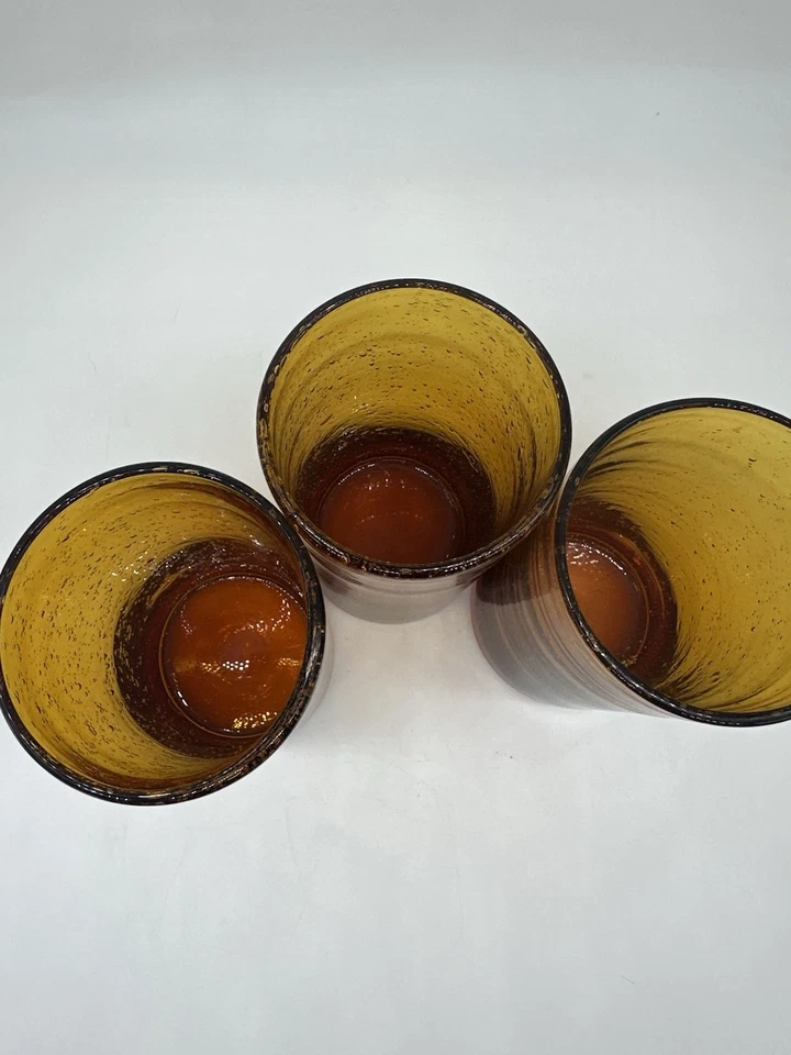 3 VIDRIOS BURBUJA ARTLAND IRIS HIGHBALL ÁMBAR Foto 4 de 4