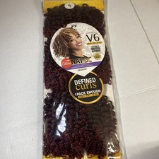 V6 Crochet Braids 4  , 5  ,  6  Inches Double Strand Defined Curls Burgundy
