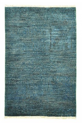 96x64 cm Mahli Fine Teppich grün Schurwolle Seide - modern