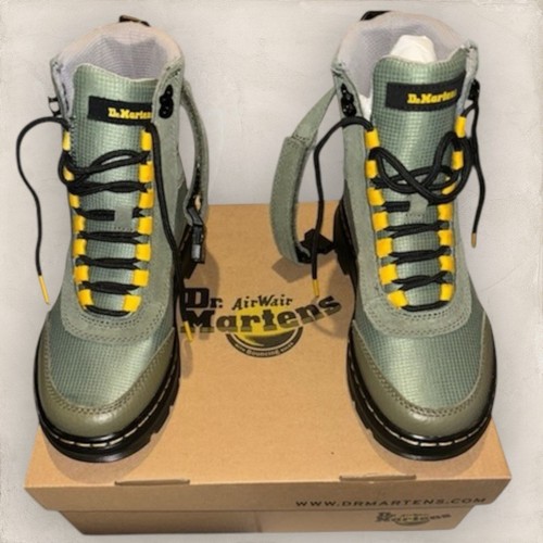 Dr. Martens Combs Tech Leather Suede Casual Boots Unisex M4/W5 Green Khaki New - Picture 5 of 10