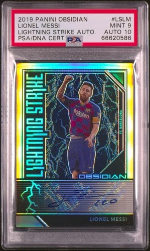 2019/20 Panini Obsidian Soccer Lionel Messi /15 Auto Lightning PSA 9 Auto 10