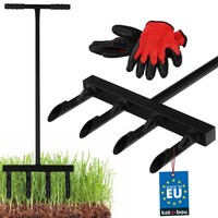 Kotarbau® RasenlüFter Manuell + Handschuhe Aerifizierer Rasen Handvertikutierer