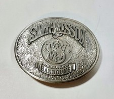 Vtg. Bergamot Pewter Belt Buckle Smith  Wesson Handguns K300 Made In USA - Rare
