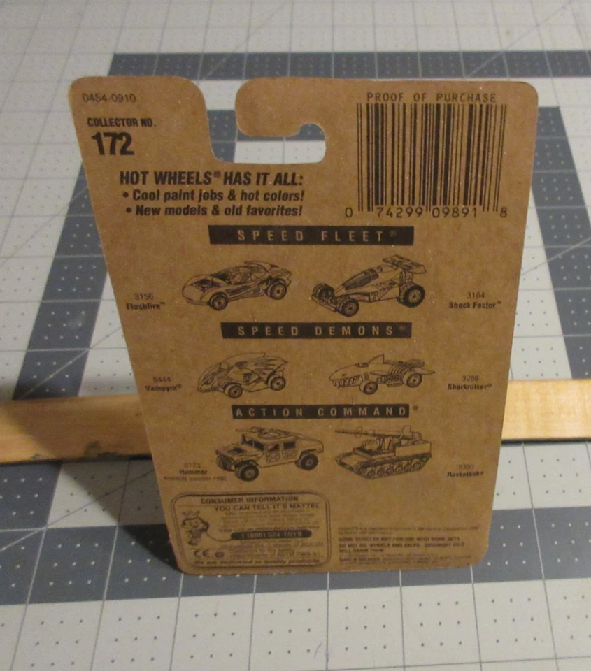 Hot Wheels Mazda MX-5 MIATA 1993 en amarillo con bujes de lima tarjeta azul sólido #172 Foto 3 de 3