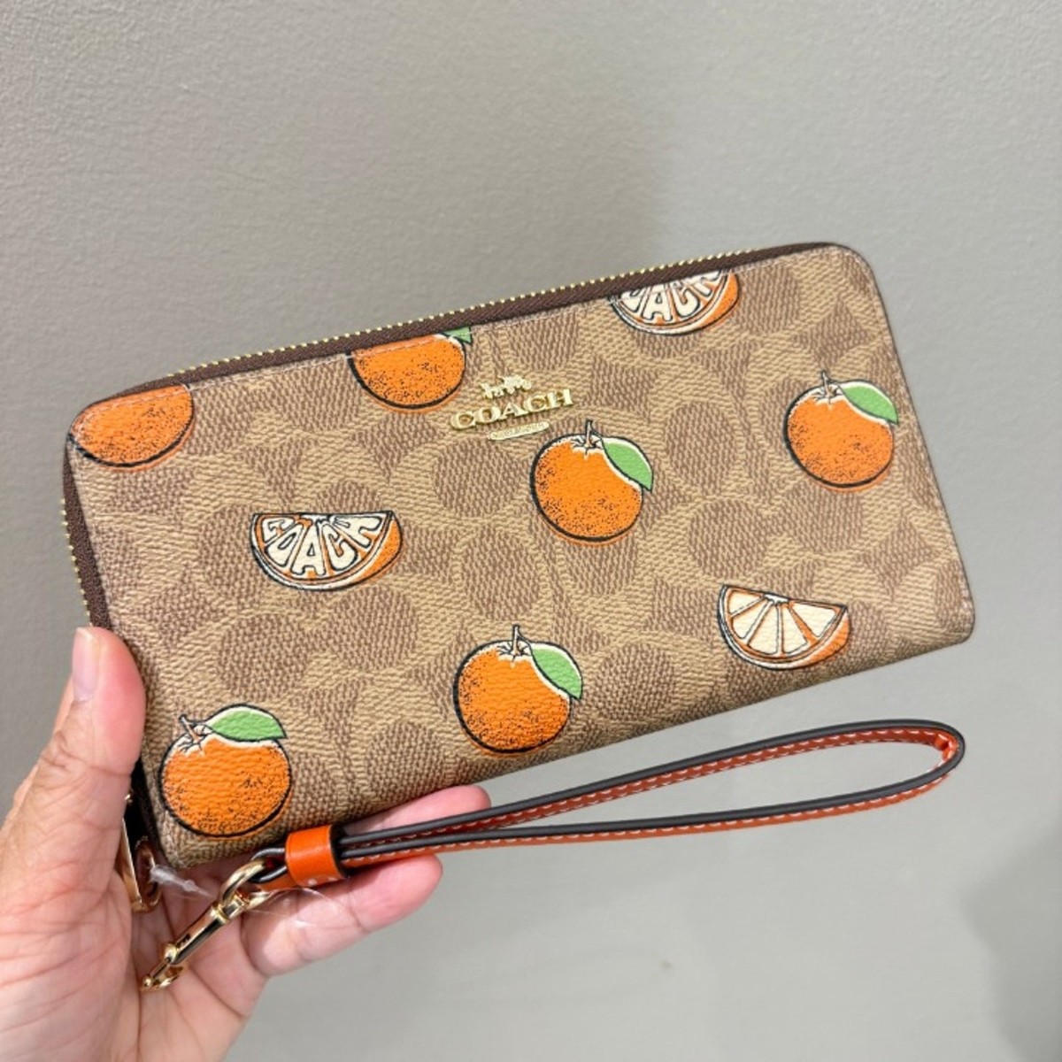 【COACH】Long Zip Around Wallet/Orange Coach Long Round Zip Wallet With Wrist Strap Orange | eBay