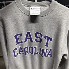 Champion East Carolina University ECU Crewneck Sweatshirt Adult Size Small Gray