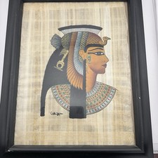 Egyptian Papyrus Paper Hand Painting Cleopatra Classroom School 14 x 9.5 in
