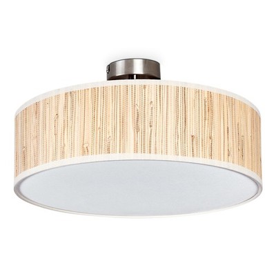HOFSTEIN Mels Deckenlampe aus Metall/Seegras/Stoff/Kunststoff Naturfarben/Weiß