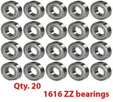 20 BALL BEARINGS, 1616 ZZ, SIZE 1/2" ID x 1-1/8" OD x 3/8"