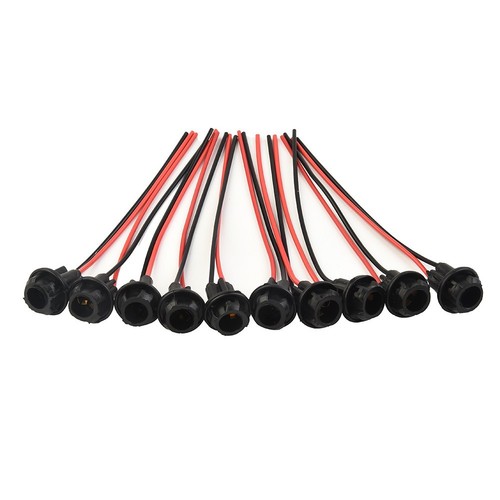 10 Portalampada T10 Auto Con Cavo 15 Cm - Attacco A Cuneo Per LED E Fendinebbia - Adattatore In Plastica E Rame