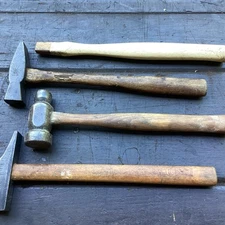  Group of three blacksmith forging & finishng hammers