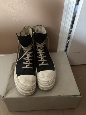 Rick Owens Drkshdw Double Bumper Ramones - Black size 45.5 authentic 