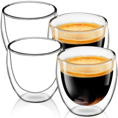 Espresso Cups Set of 4, 5 OZ Expresso Shots Glass Cup, Double Walled Glass Co...