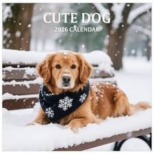 2026 Wall Calendar, Large Monthly Wall Calendar Jan 2026 - Dec 2026, 12" x Dogs