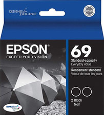 New Genuine Epson 69 Black 2PK Ink Cartridge Stylus NX-Series