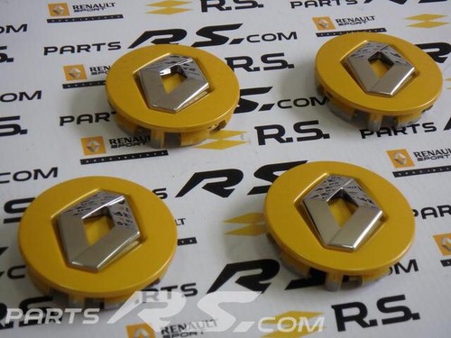 4x New GENUINE Renault Sport CLIO III RS 197 200 Caps center wheel SIRIUS JAUNE - Picture 6 of 18