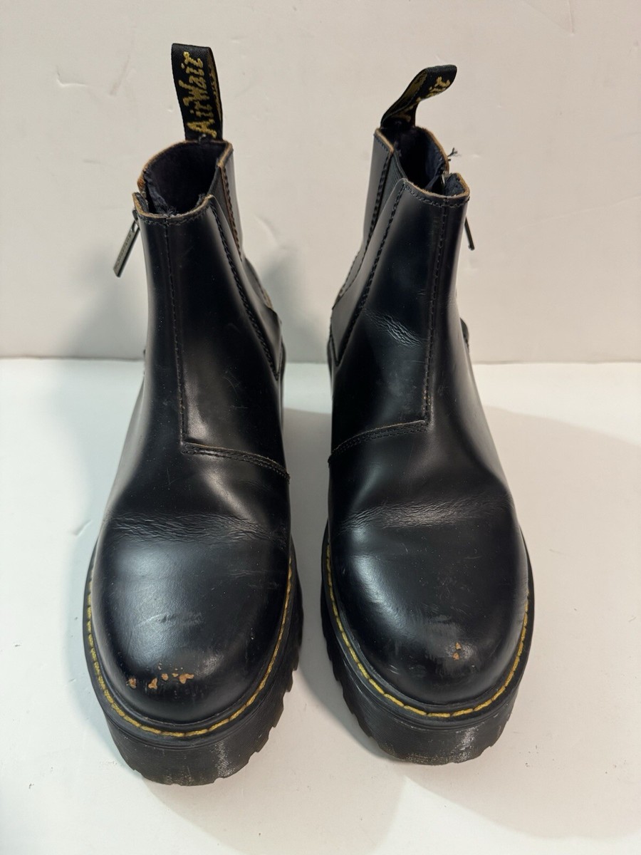 Dr. Martens Rometty II US 7 Boots Black Smooth Platform Chunky Zip