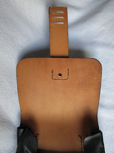 Ledertasche schwarz Umhängetasche Leder Tasche Bundeswehr Fernmeldetasche Fächer - Picture 4 of 6