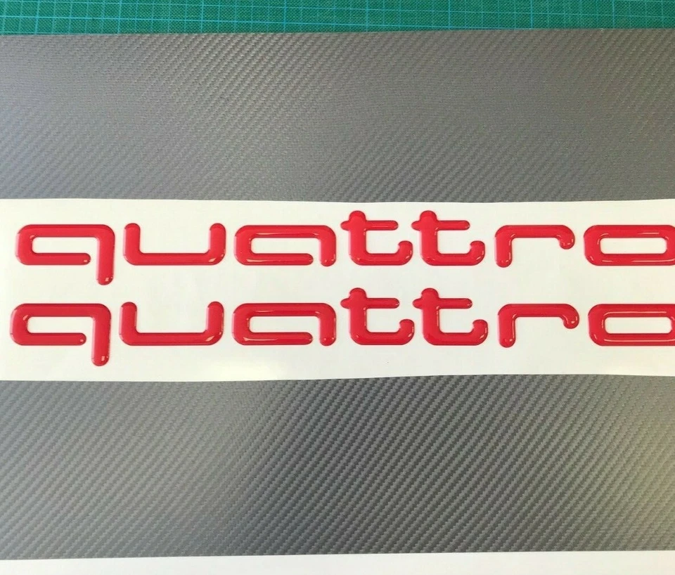 QUATTRO Audi AUFKLEBER, SEITENAUFKLEBER 2 Stk 3d gel FOLIE ROT glänzendes - Bild 4 von 4