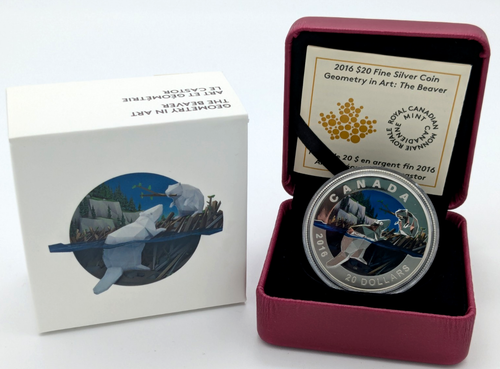 2016 Canada RCM $20 Geometry in Art: Beaver Pure Silver .9999 Proof Coin in OGP - Picture 5 of 9
