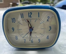 Kikkerland Blue Alarm Clock Vintage Battery Operated Hands Glow Works Analog