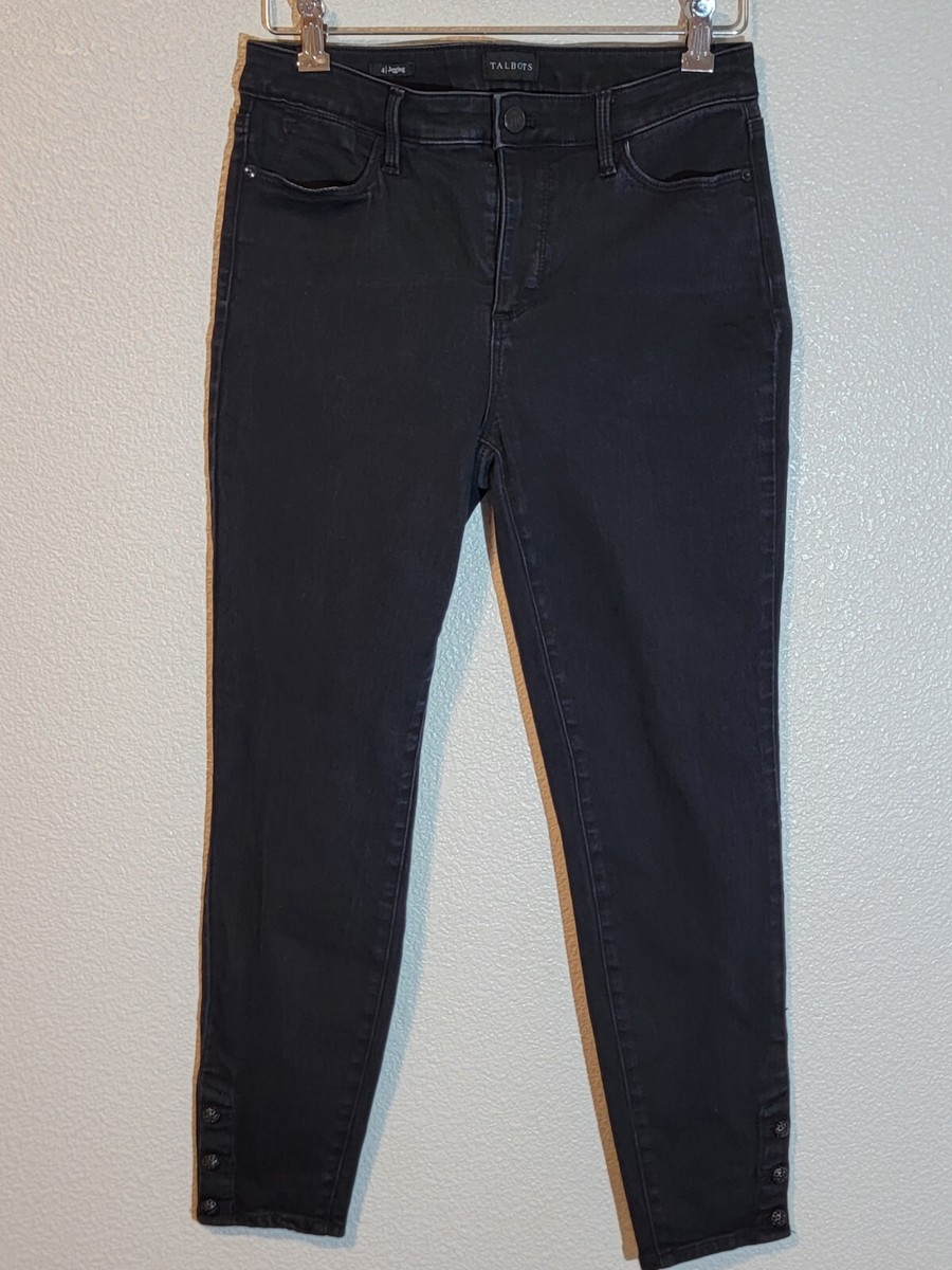 talbots jeans womens size jegging stretch mid rise slit button