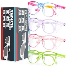 4 Pack Safety Glasses Goggles For Women Anti Fog, Cute Protective Eyewear for...
