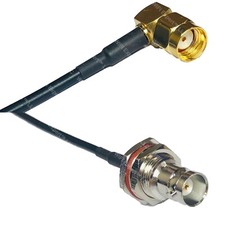 RFC100 RP-SMA MALE ANGLE to BNC FEMALE BIG BULKHEAD Coax RF Cable USA-Ship Lot