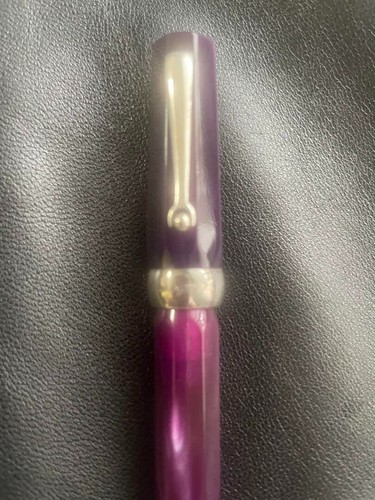 Penna a sfera intrecciata Montegrappa Micra viola/argento celluloide (senza scatola) vintage - Foto 2 di 7