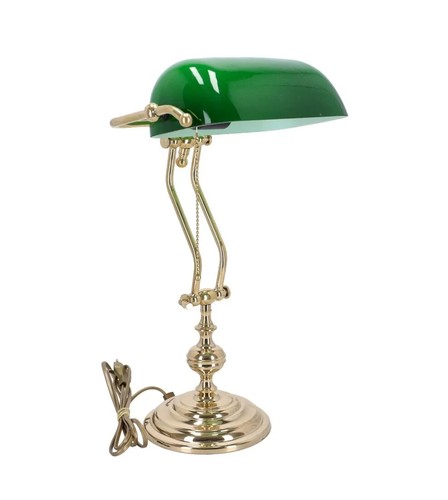 Lampada da scrivania americana ottone lucido catena MADE IN ITALY vetro verde - Imagen 9 de 9
