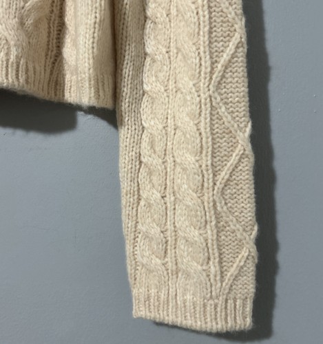 J.Crew Cable Knit Turtleneck Cardigan Sweater Natural Size Medium - Picture 5 of 8