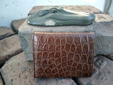 Wild Alligator Tri fold Short Wallet gator swamp skin leather hide Brn FB29