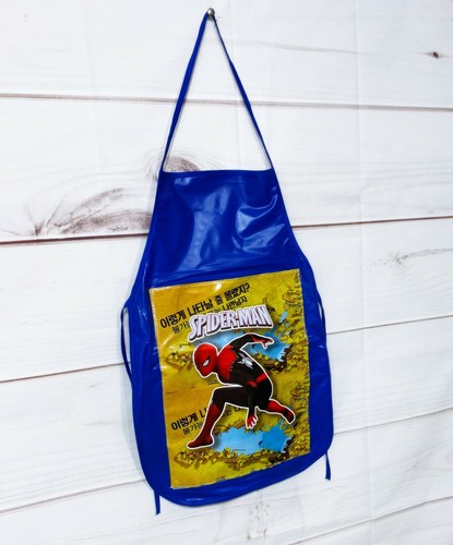 Spider-Man Boys Kids Blue Vinyl Bib Apron Cooking Crafts Handmade - Picture 2 of 5