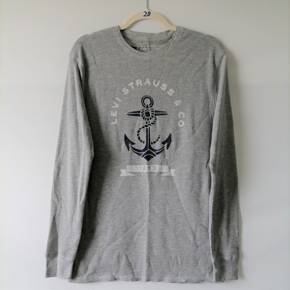 NWT Levi's Gray Graphic Print Mens Sweatshirt Size S Long Sleeve Crew Neck